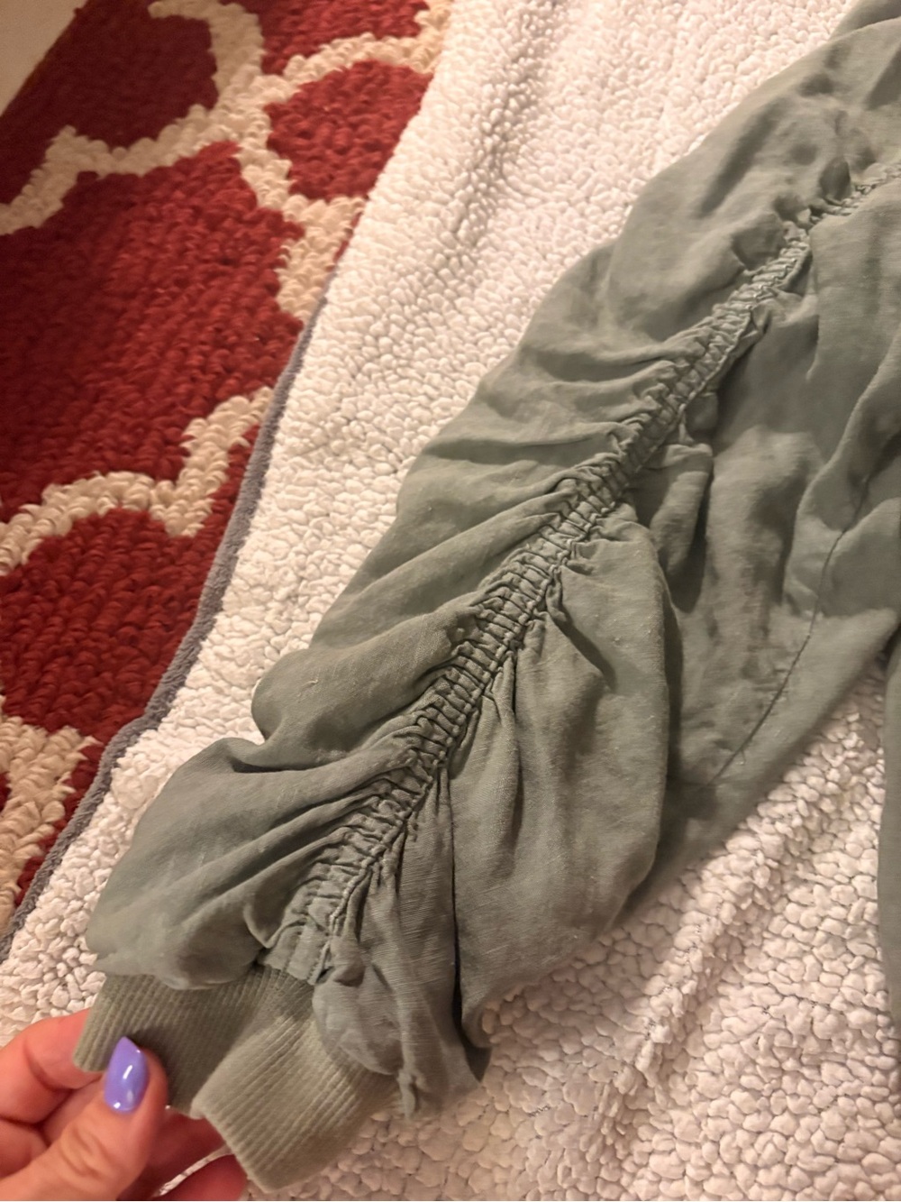 Free People Olive Green Bomber Jacket - Picture 2 of 3